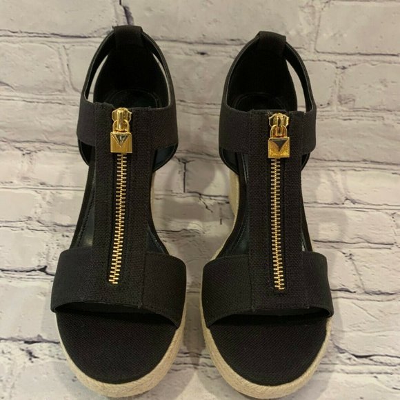 NEW Womens Michael Kors Janet Wedges Black Size 10 - Picture 1 of 4